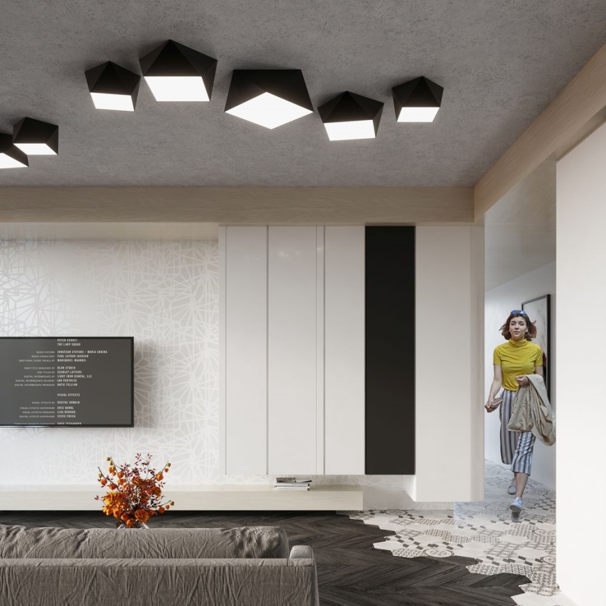 Iluminação de teto HEXA 1×E27/60W/230V Preto