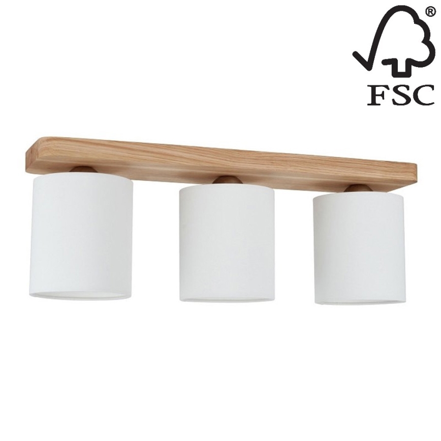 Iluminação de teto JENTA 3xE27/25W/230V carvalho - certificado por FSC