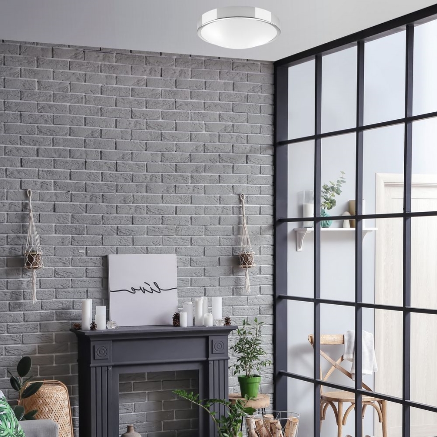 Iluminação de teto JONAS 2xE27/60W/230V diâmetro 36 cm cromado brilhante