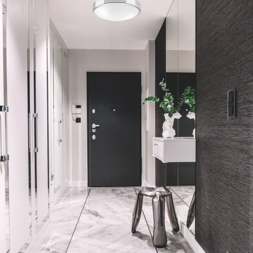 Iluminação de teto JONAS 2xE27/60W/230V diâmetro 36 cm cromado brilhante