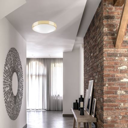 Iluminação de teto JONAS 2xE27/60W/230V diâmetro 36 cm dourado