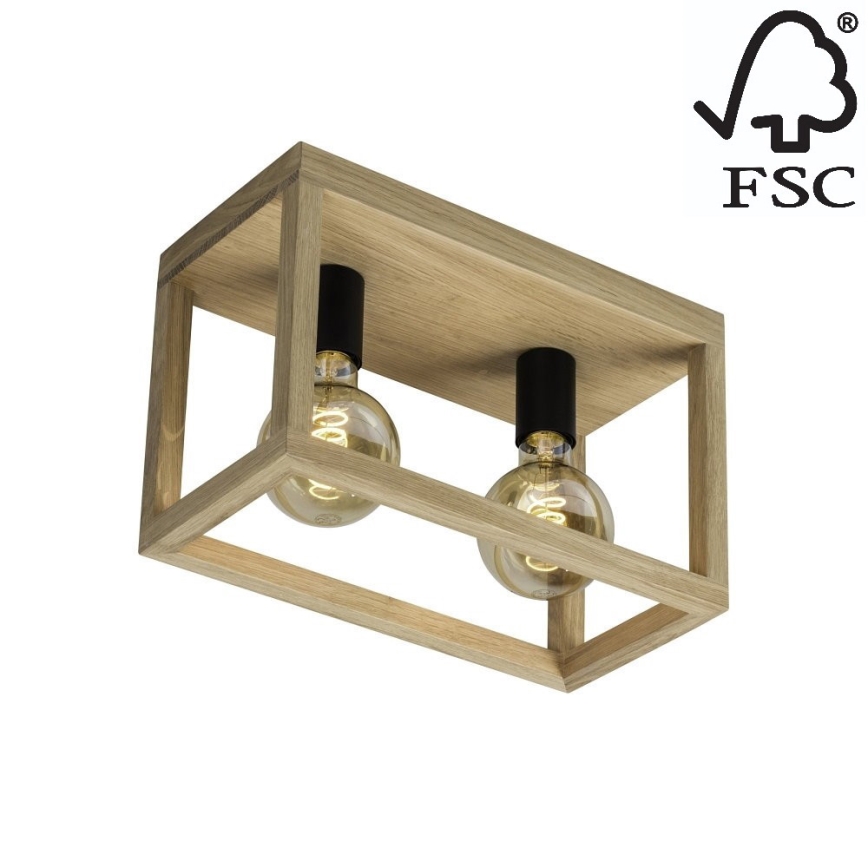 Iluminação de teto KAGO 2xE27/60W/230V carvalho mate - certificado por FSC