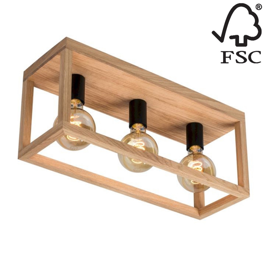 Iluminação de teto KAGO 3xE27/60W/230V carvalho mate - certificado por FSC