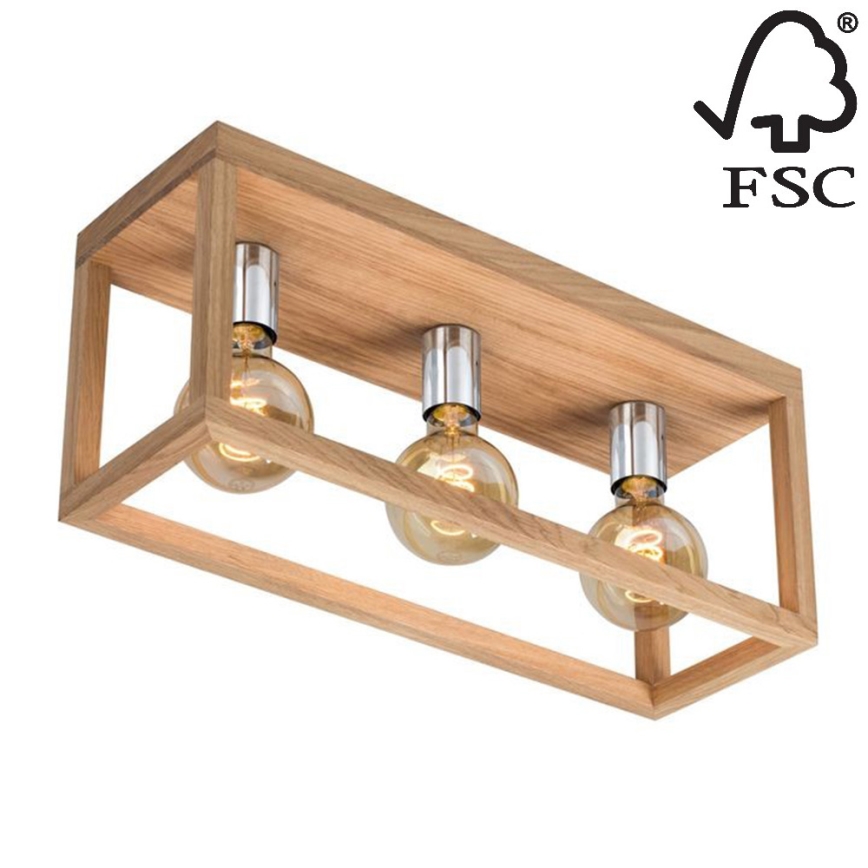 Iluminação de teto KAGO 3xE27/60W/230V carvalho mate - certificado por FSC