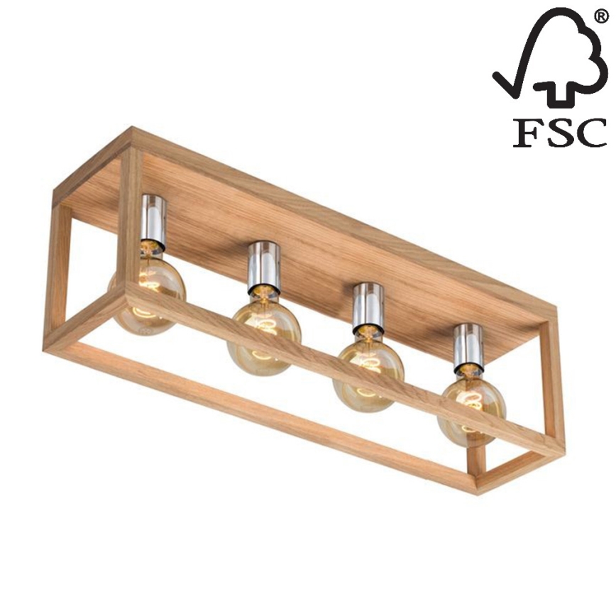 Iluminação de teto KAGO 4xE27/60W/230V carvalho mate - certificado por FSC