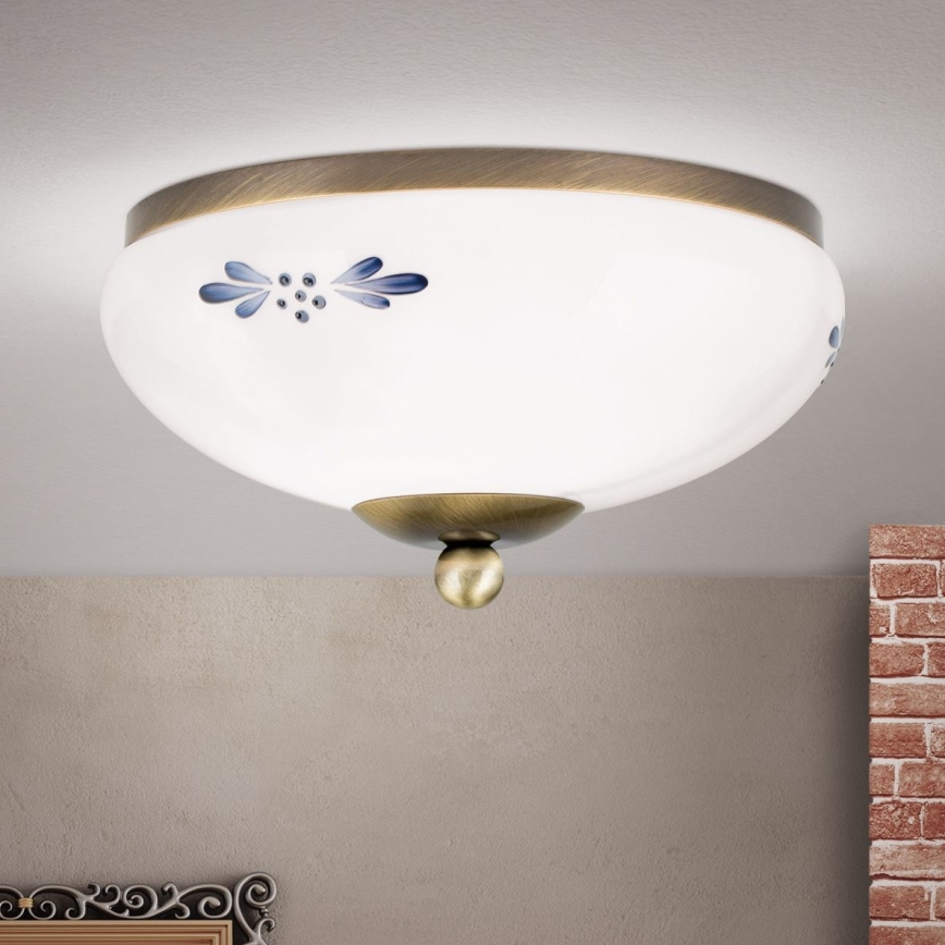 Iluminação de teto LANDHAUS 1xE27/60W/230V diâmetro 21 cm bronze/branco