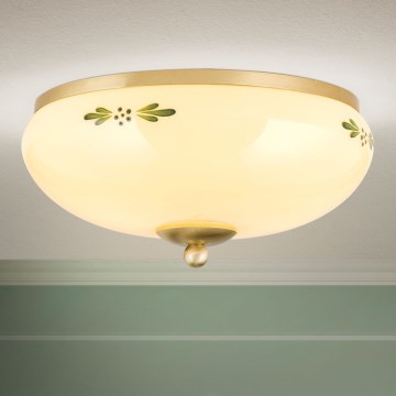 Iluminação de teto LANDHAUS 2xE27/60W/230V diâmetro 28 cm bronze/bege