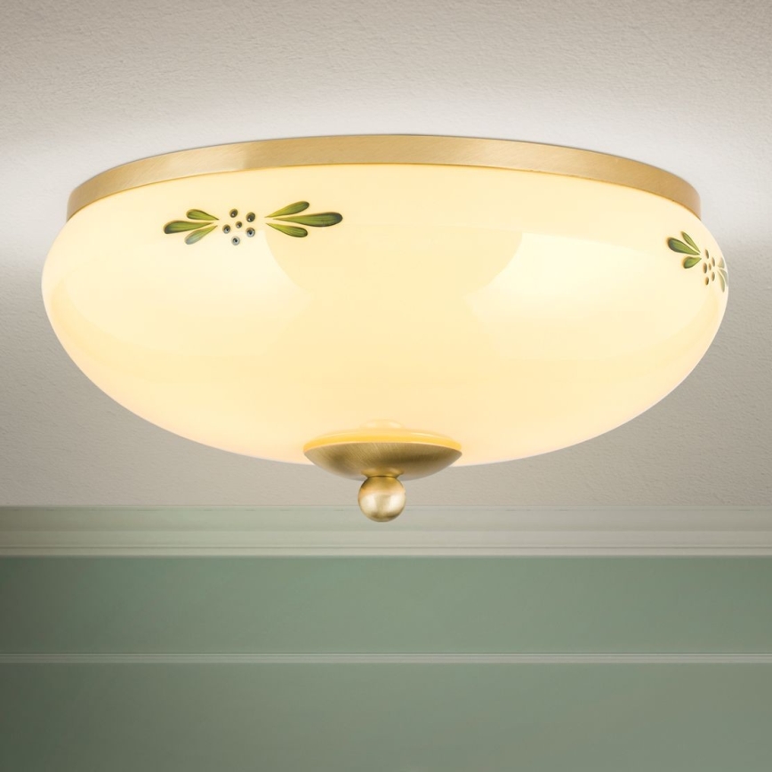 Iluminação de teto LANDHAUS 2xE27/60W/230V diâmetro 28 cm bronze/bege