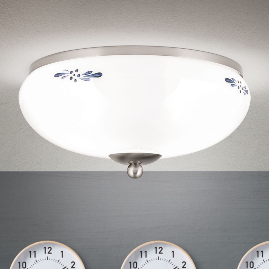 Iluminação de teto LANDHAUS 2xE27/60W/230V diâmetro 28 cm cromado mate/branco