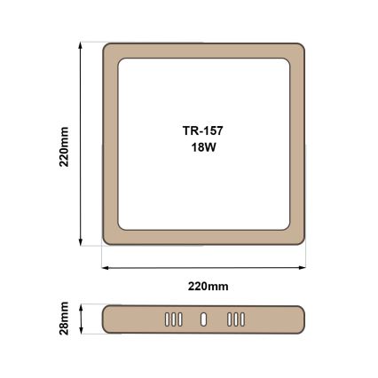 Iluminação de teto LED BLOCK LED/18W/230V 4200K 22x22 cm castanho