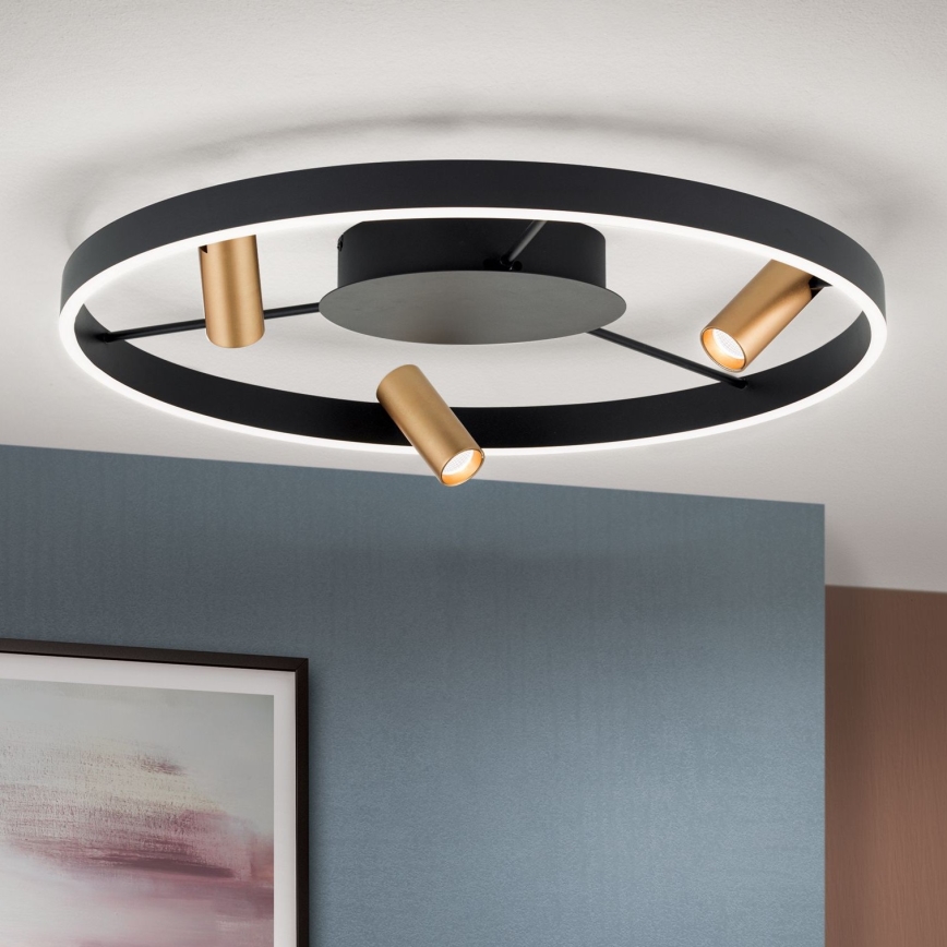 Iluminação de teto LED com regulação BERLIN LED/50W/230V preto/dourado