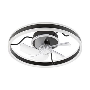 Iluminação de teto LED com regulação e ventoinha APOLLO LED/38W/230V preto + comando