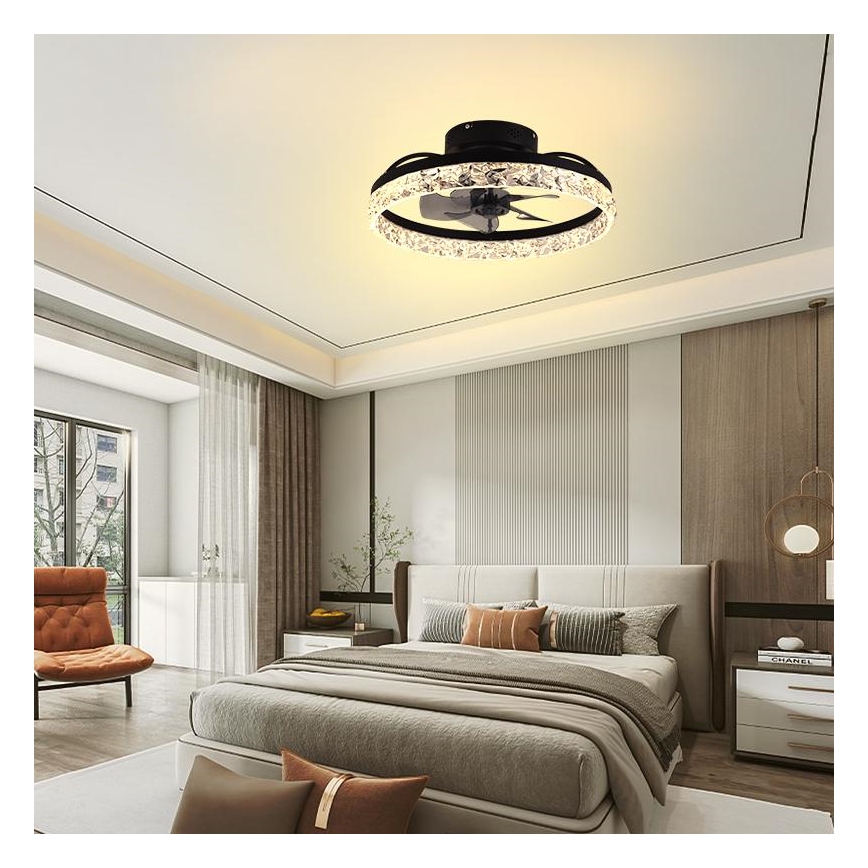 Iluminação de teto LED com regulação e ventoinha LED/35W/230V 3000-6500K preto + comando