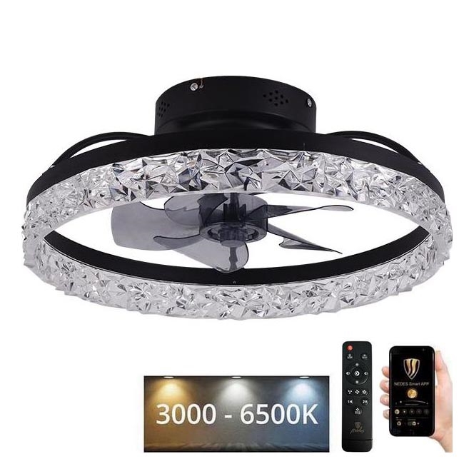 Iluminação de teto LED com regulação e ventoinha LED/35W/230V 3000-6500K preto + comando