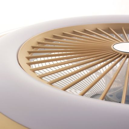 Candeeiro de teto LED regulável com ventoinha ZEPHYR LED/48W/230V 3000-6000K dourado + comando