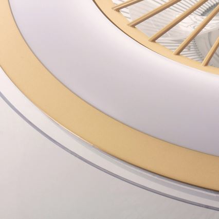 Candeeiro de teto LED regulável com ventoinha ZEPHYR LED/48W/230V 3000-6000K dourado + comando