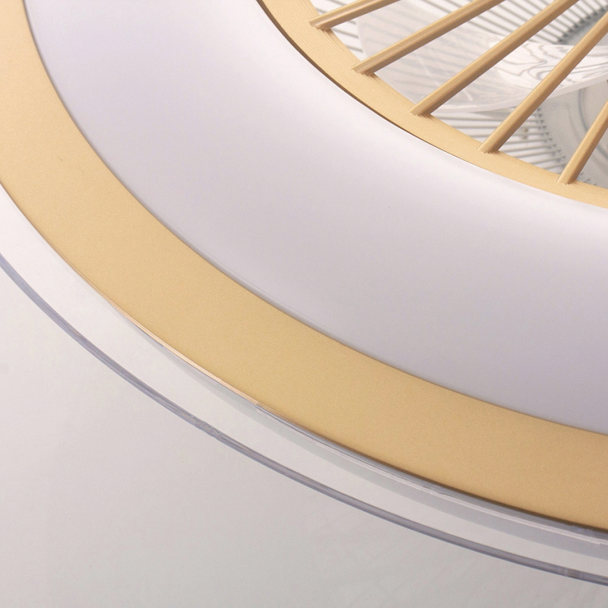 Candeeiro de teto LED regulável com ventoinha ZEPHYR LED/48W/230V 3000-6000K dourado + comando