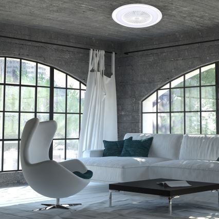 Iluminação de teto LED com regulação e ventoinha ZONDA LED/48W/230V 3000-6000K branco + controlo remoto