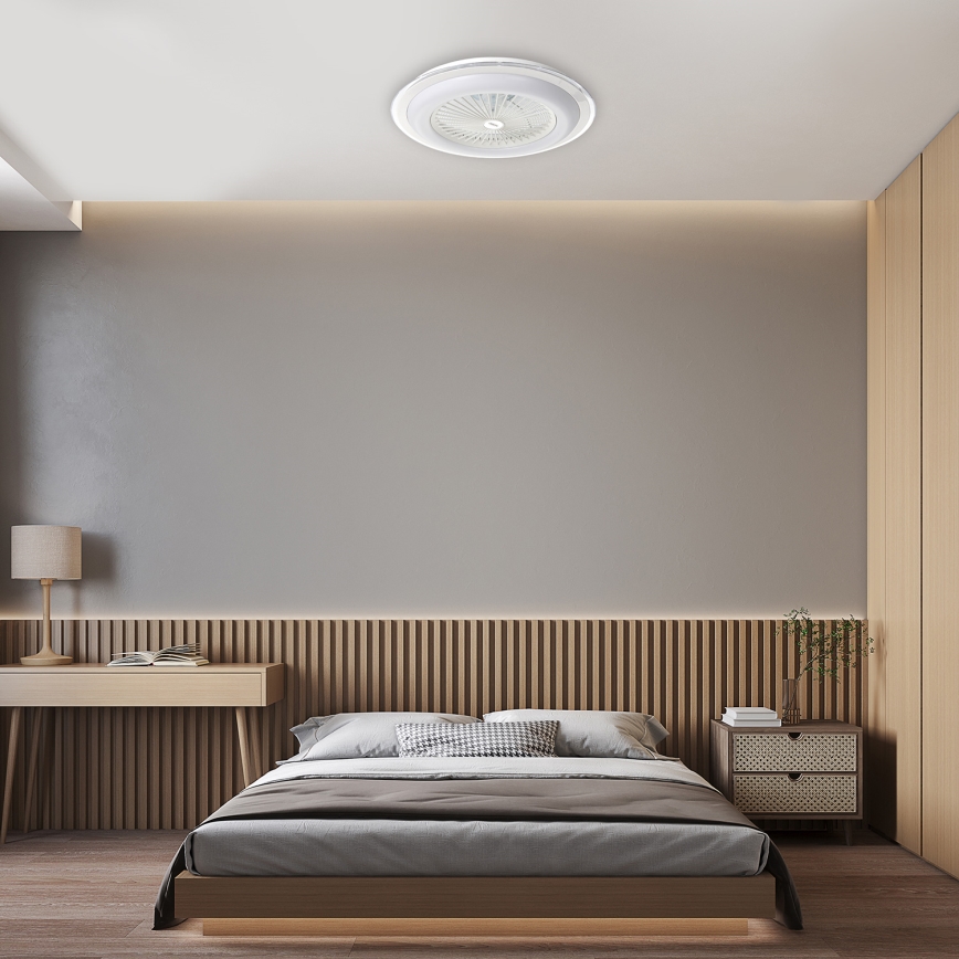 Iluminação de teto LED com regulação e ventoinha ZONDA LED/48W/230V 3000-6000K branco + controlo remoto
