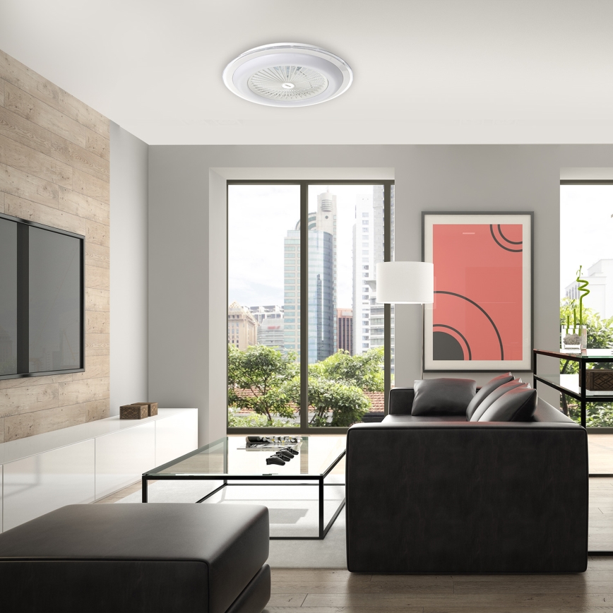 Iluminação de teto LED com regulação e ventoinha ZONDA LED/48W/230V 3000-6000K branco + controlo remoto