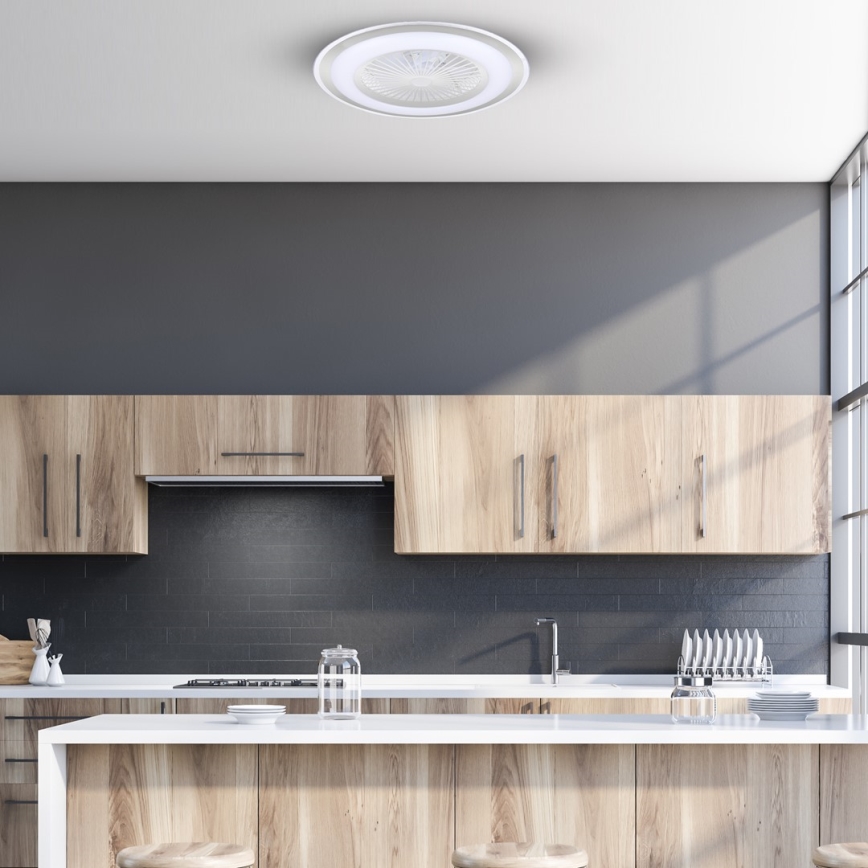 Iluminação de teto LED com regulação e ventoinha ZONDA LED/48W/230V 3000-6000K prateada + controlo remoto