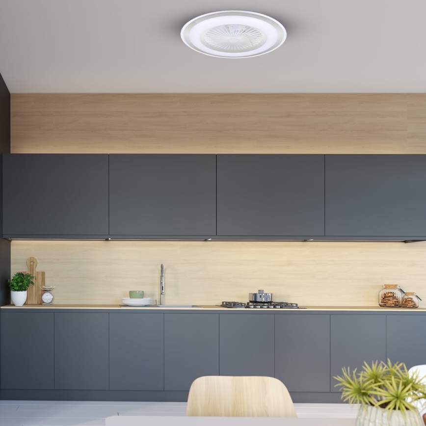 Iluminação de teto LED com regulação e ventoinha ZONDA LED/48W/230V 3000-6000K prateada + controlo remoto