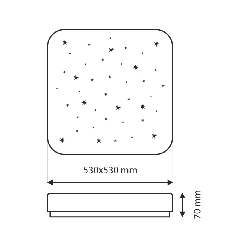 Iluminação de teto LED com regulação FLORA LED/60W/230V 2700-6500K 53x53 cm + comando