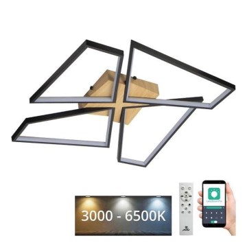 Iluminação de teto LED com regulação LED/115W/230V 3000-6500K castanho/preto + comando
