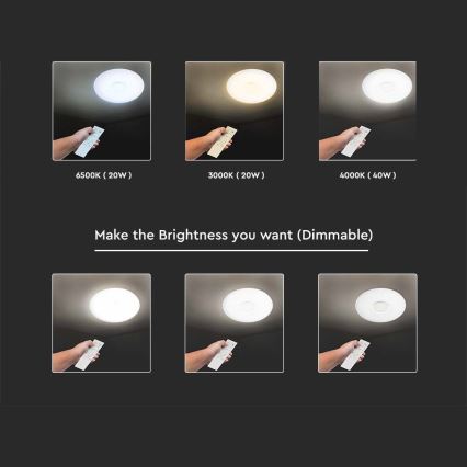 Iluminação de teto LED com regulação LED/40W/230V 3000/4000/6500K + comando
