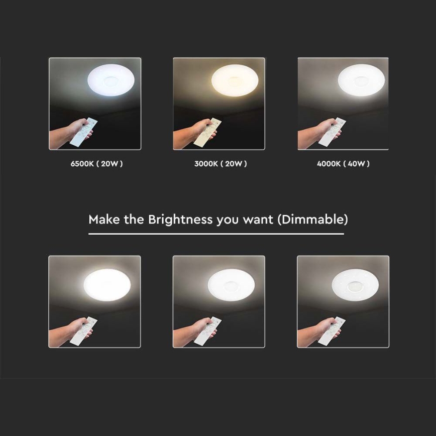 Iluminação de teto LED com regulação LED/40W/230V 3000/4000/6500K + comando