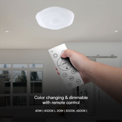 Iluminação de teto LED com regulação LED/40W/230V 3000-6500K 40 cm branco + comando