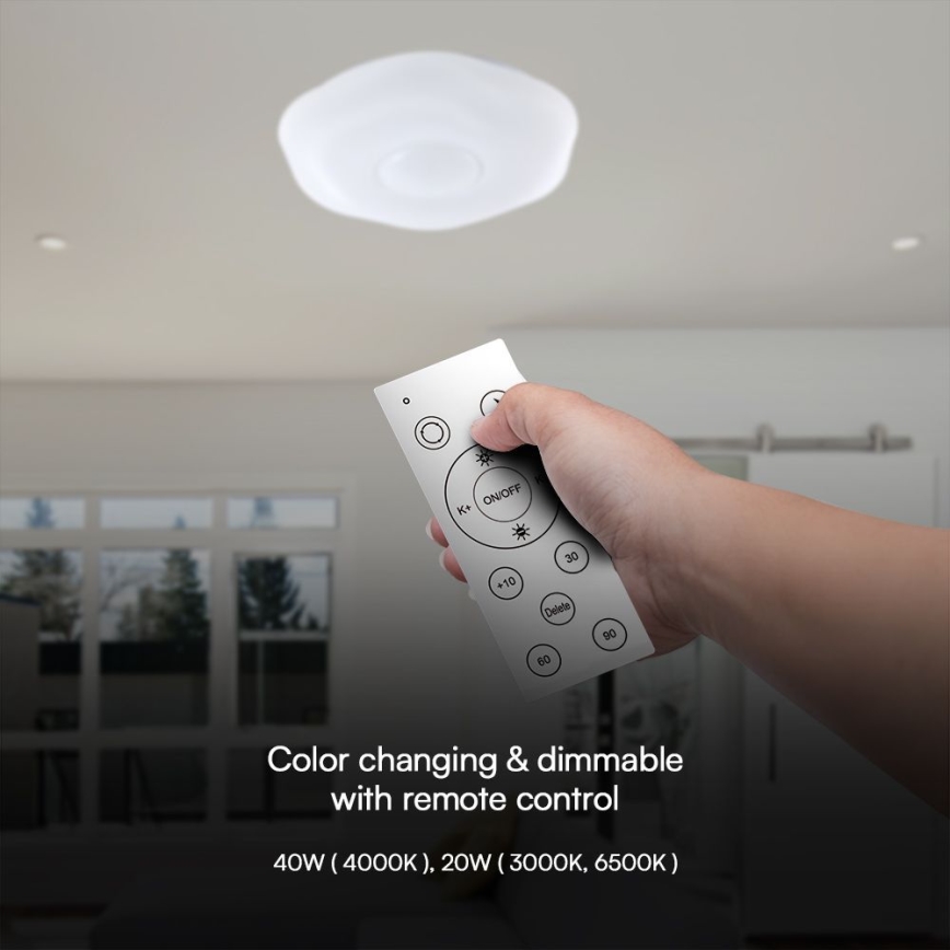 Iluminação de teto LED com regulação LED/40W/230V 3000-6500K 40 cm branco + comando
