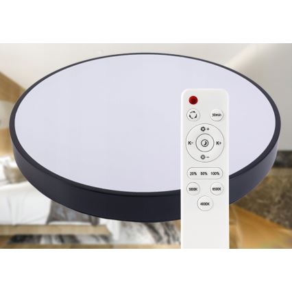 Iluminação de teto LED com regulação LED/40W/230V 3000-6500K diâmetro 40 cm preto + comando