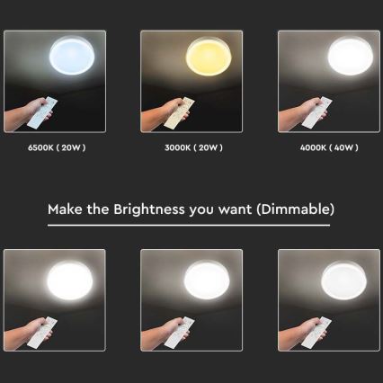 Iluminação de teto LED com regulação LED/40W/230V 3000K/4000K/6500K + controlo remoto