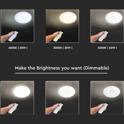 Iluminação de teto LED com regulação LED/40W/230V 3000K/4000K/6500K + controlo remoto