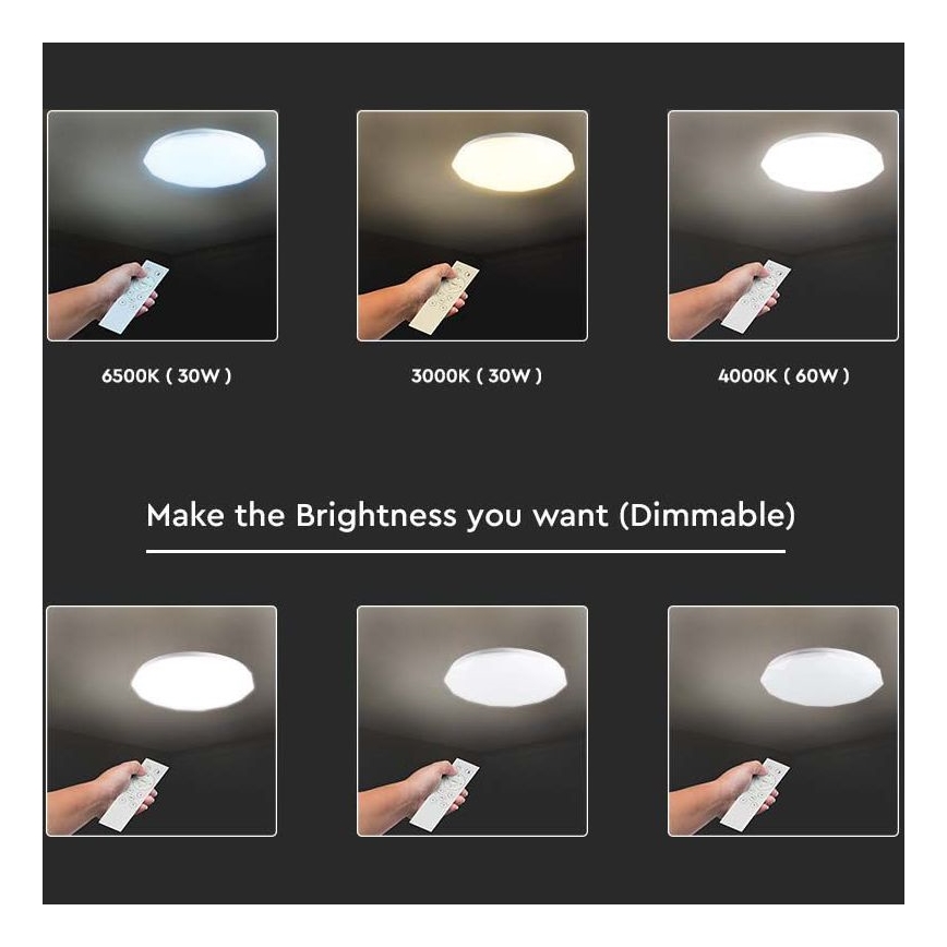 Iluminação de teto LED com regulação LED/40W/230V 3000K/4000K/6500K + controlo remoto