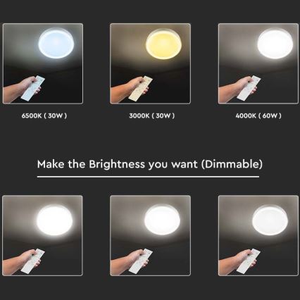 Iluminação de teto LED com regulação LED/40W/230V 3000K/4000K/6500K + controlo remoto