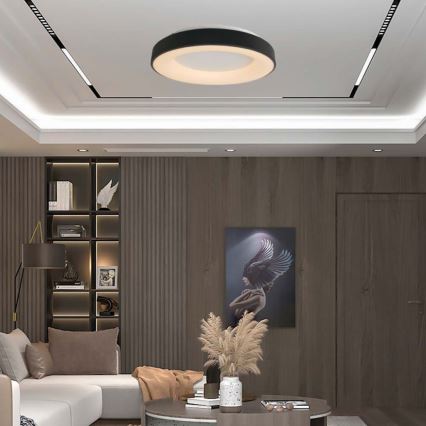 Iluminação de teto LED com regulação LED/49W/230V 3000K diâmetro 60 cm preto