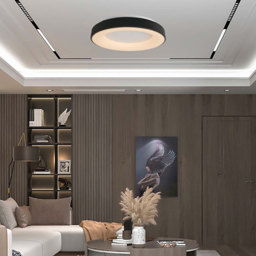 Iluminação de teto LED com regulação LED/49W/230V 3000K diâmetro 60 cm preto