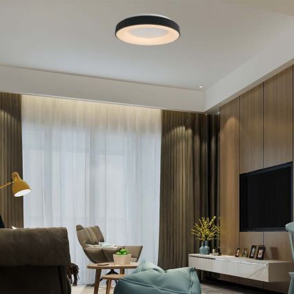 Iluminação de teto LED com regulação LED/49W/230V 3000K diâmetro 60 cm preto