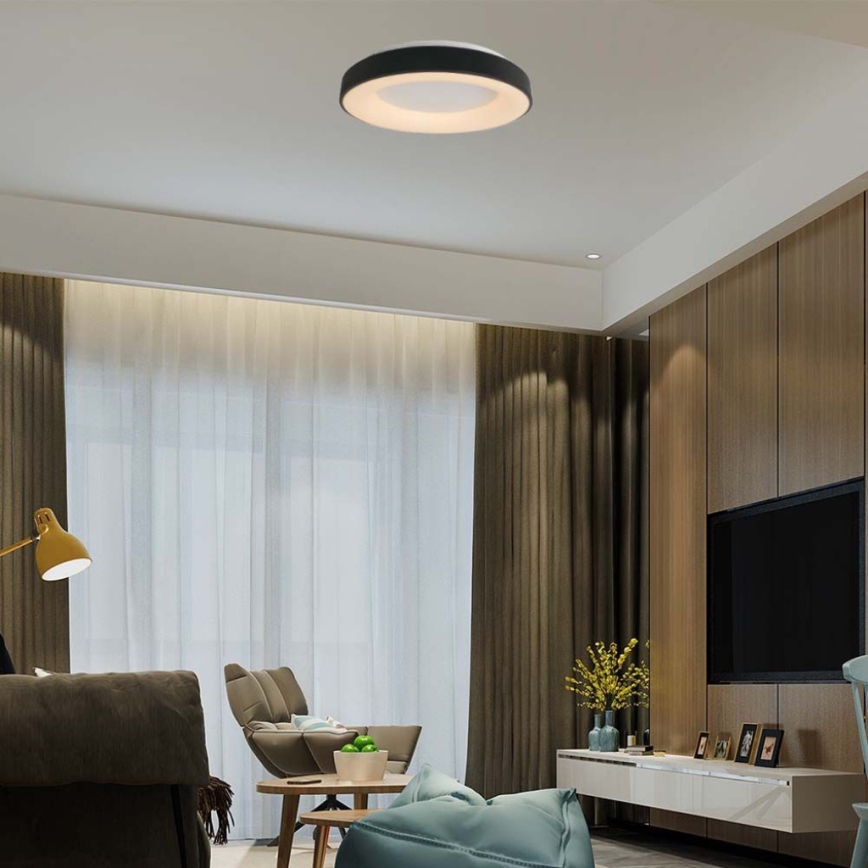 Iluminação de teto LED com regulação LED/49W/230V 3000K diâmetro 60 cm preto