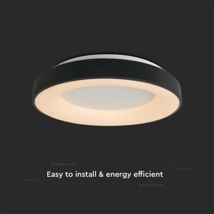 Iluminação de teto LED com regulação LED/49W/230V 3000K diâmetro 60 cm preto