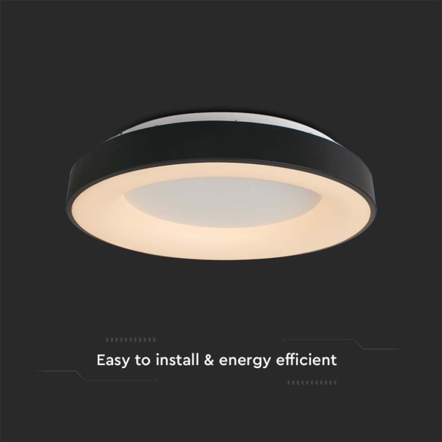 Iluminação de teto LED com regulação LED/49W/230V 3000K diâmetro 60 cm preto