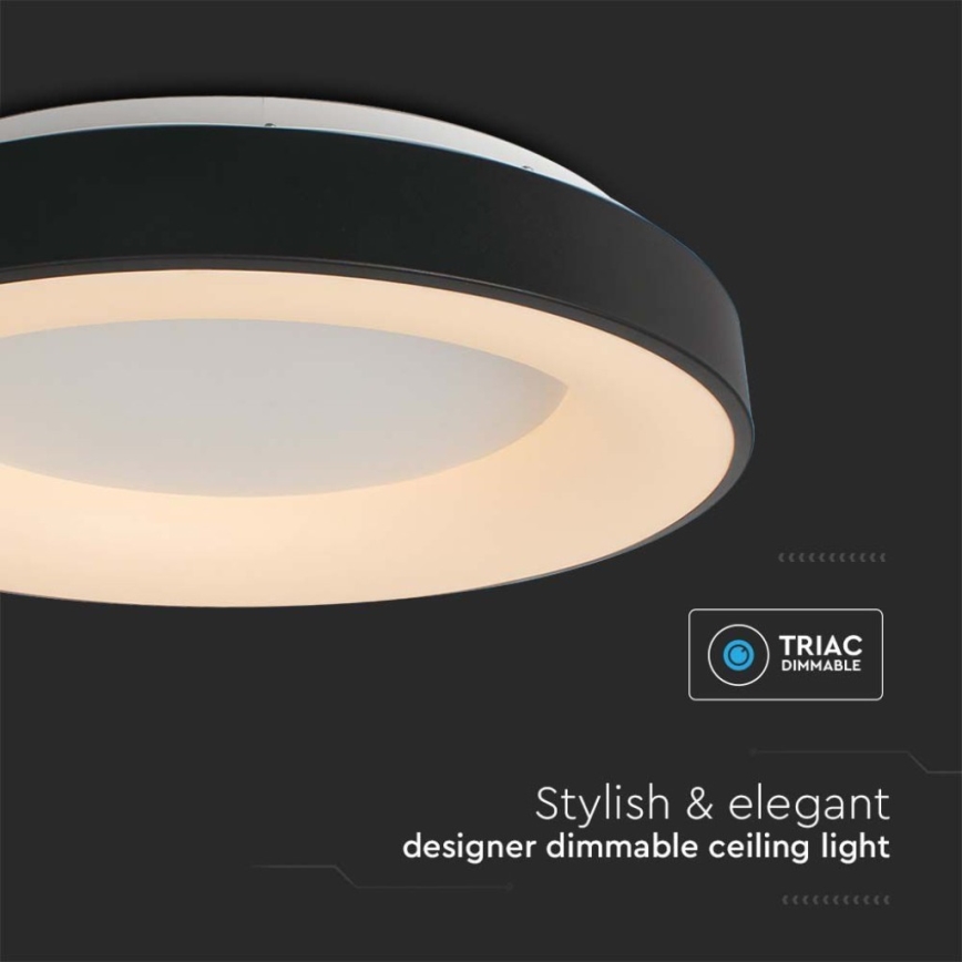 Iluminação de teto LED com regulação LED/49W/230V 3000K diâmetro 60 cm preto
