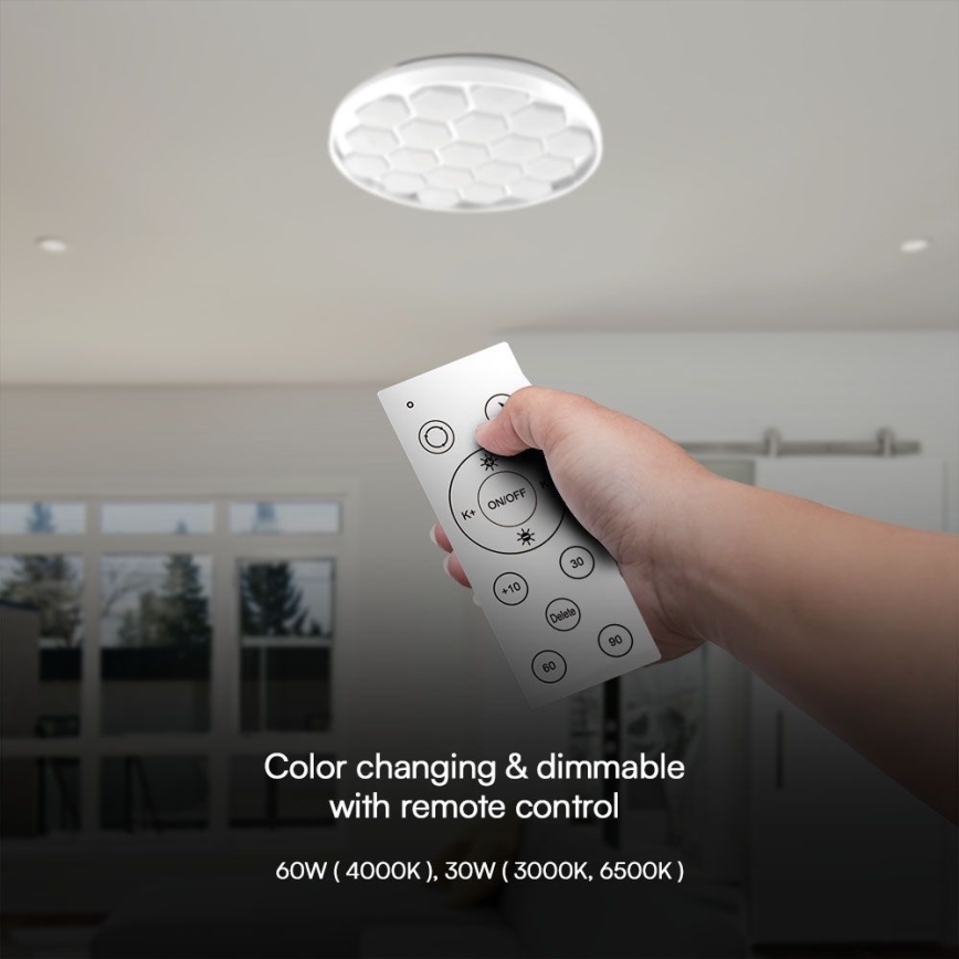 Iluminação de teto LED com regulação LED/60W/230V 3000/4000/6500K + comando
