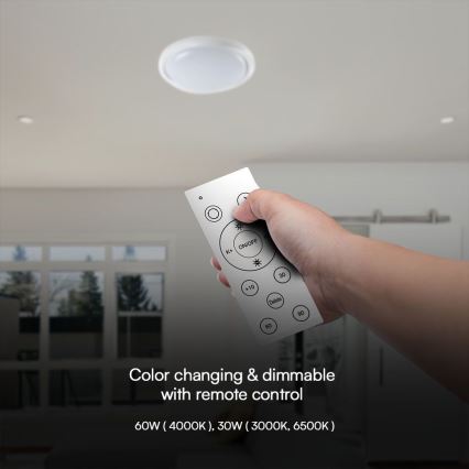 Iluminação de teto LED com regulação LED/60W/230V 3000-6500K 49,2 cm branco + comando
