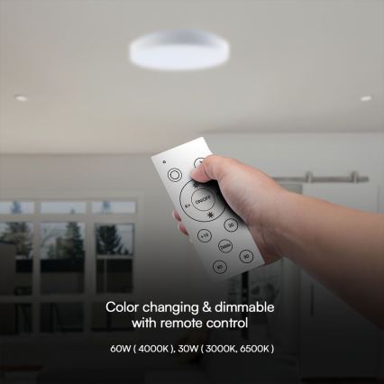 Iluminação de teto LED com regulação LED/60W/230V 3000-6500K 49,5 cm branco + comando