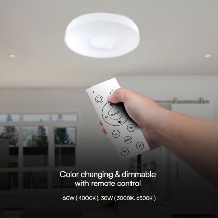 Iluminação de teto LED com regulação LED/60W/230V 3000-6500K 49,5 cm branco + comando