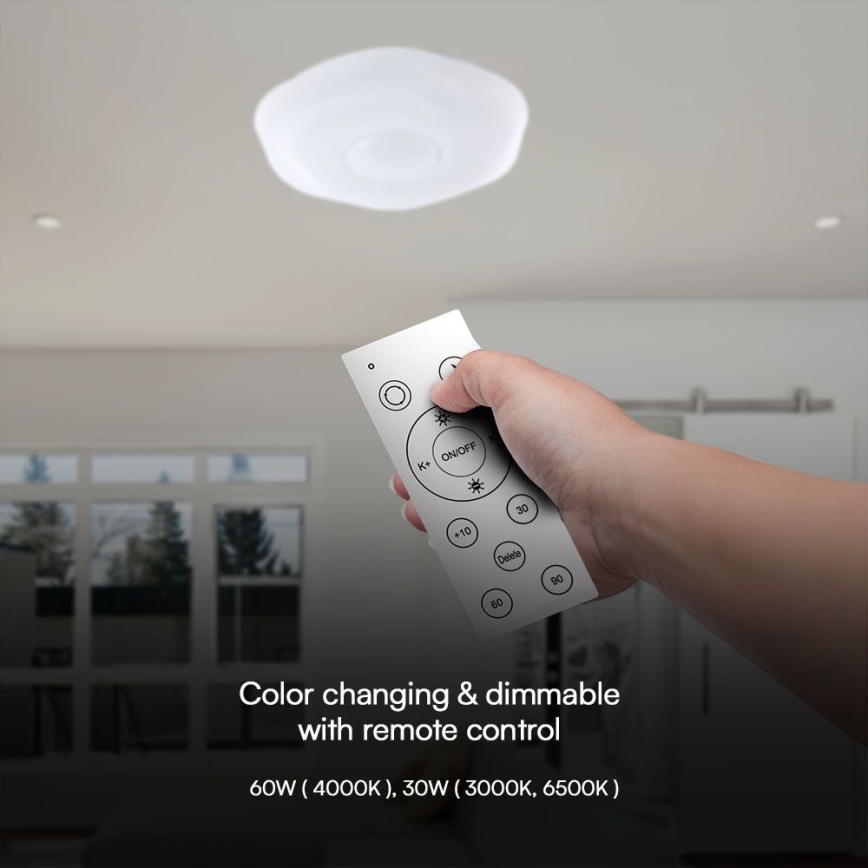 Iluminação de teto LED com regulação LED/60W/230V 3000-6500K 50 cm branco + comando