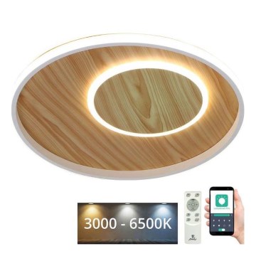 Iluminação de teto LED com regulação LED/65W/230V 3000-6500K castanho + comando
